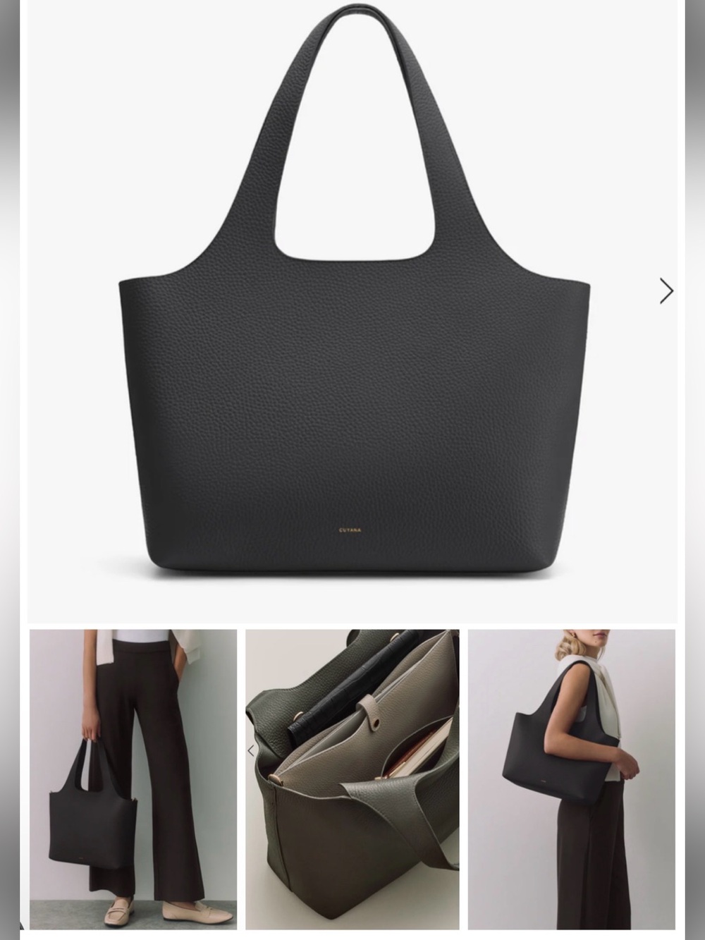 Cuyana System Tote 13-inch Black Leather EUC